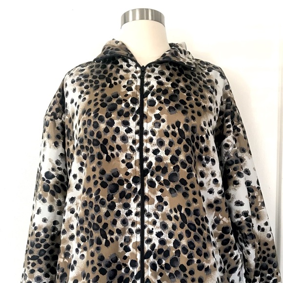 Vintage 80’s leopard print windbreaker jacket coat jacket mob wife cheetah - Picture 3 of 8